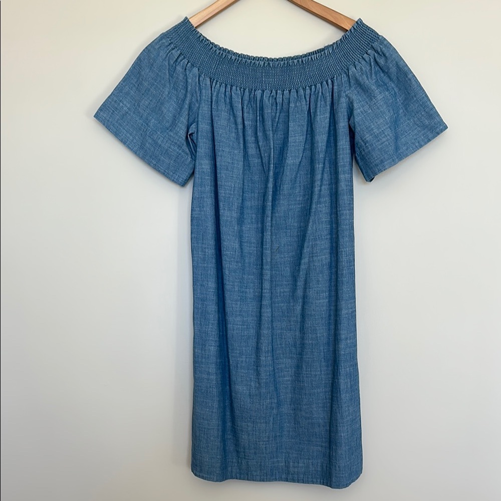 J. Crew Blue Off-Shoulder Puff Sleeve Sundress